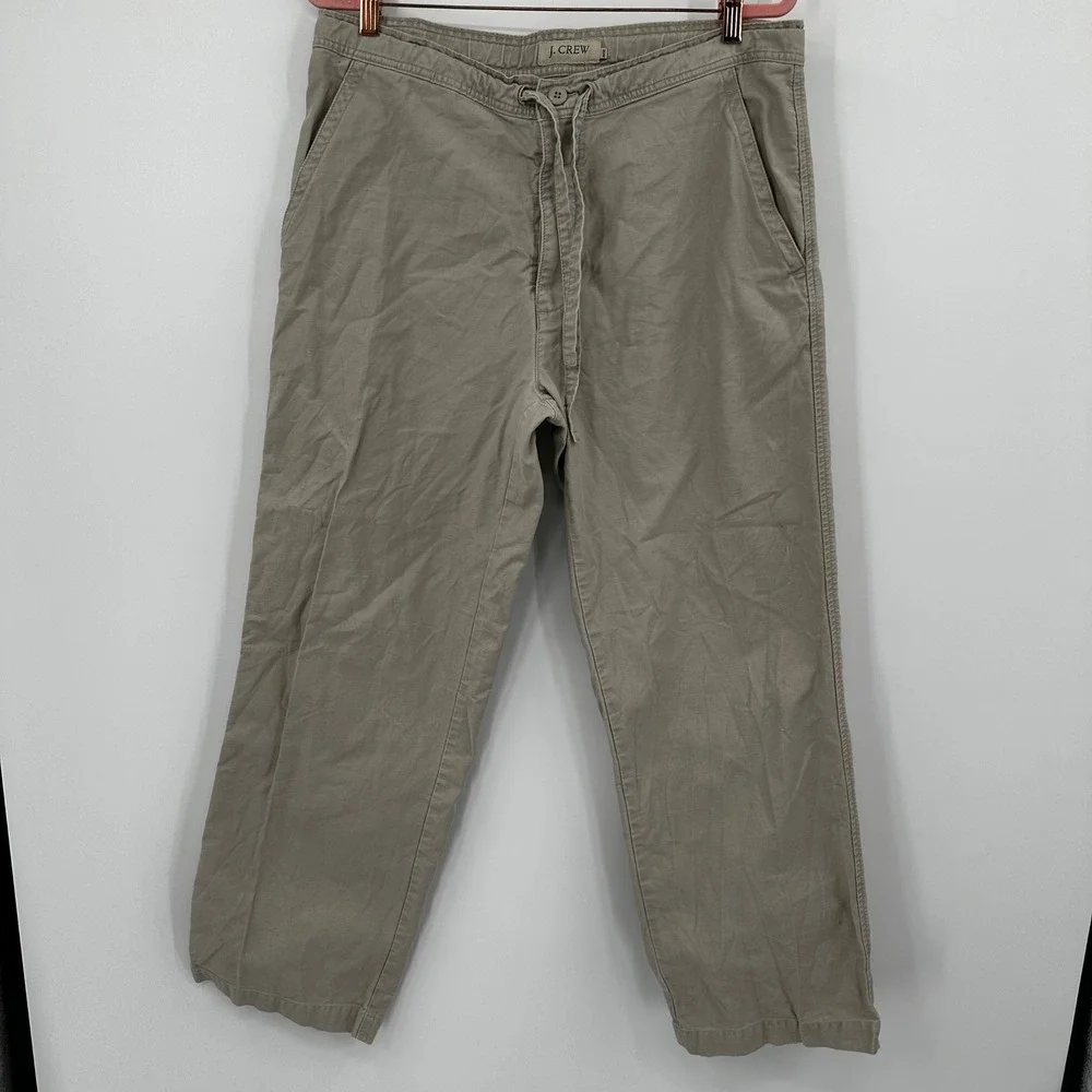 J. Crew Cotton Casual Drawstring Waist Pants‎ Khaki Size M32